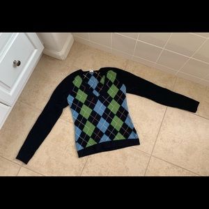 Jcrew Cashmere Argyle Sweater - 90s / early 2000s vintage - fair condition